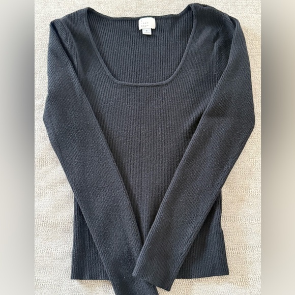 a new day Sweaters - a new day Black Ribbed Sweater